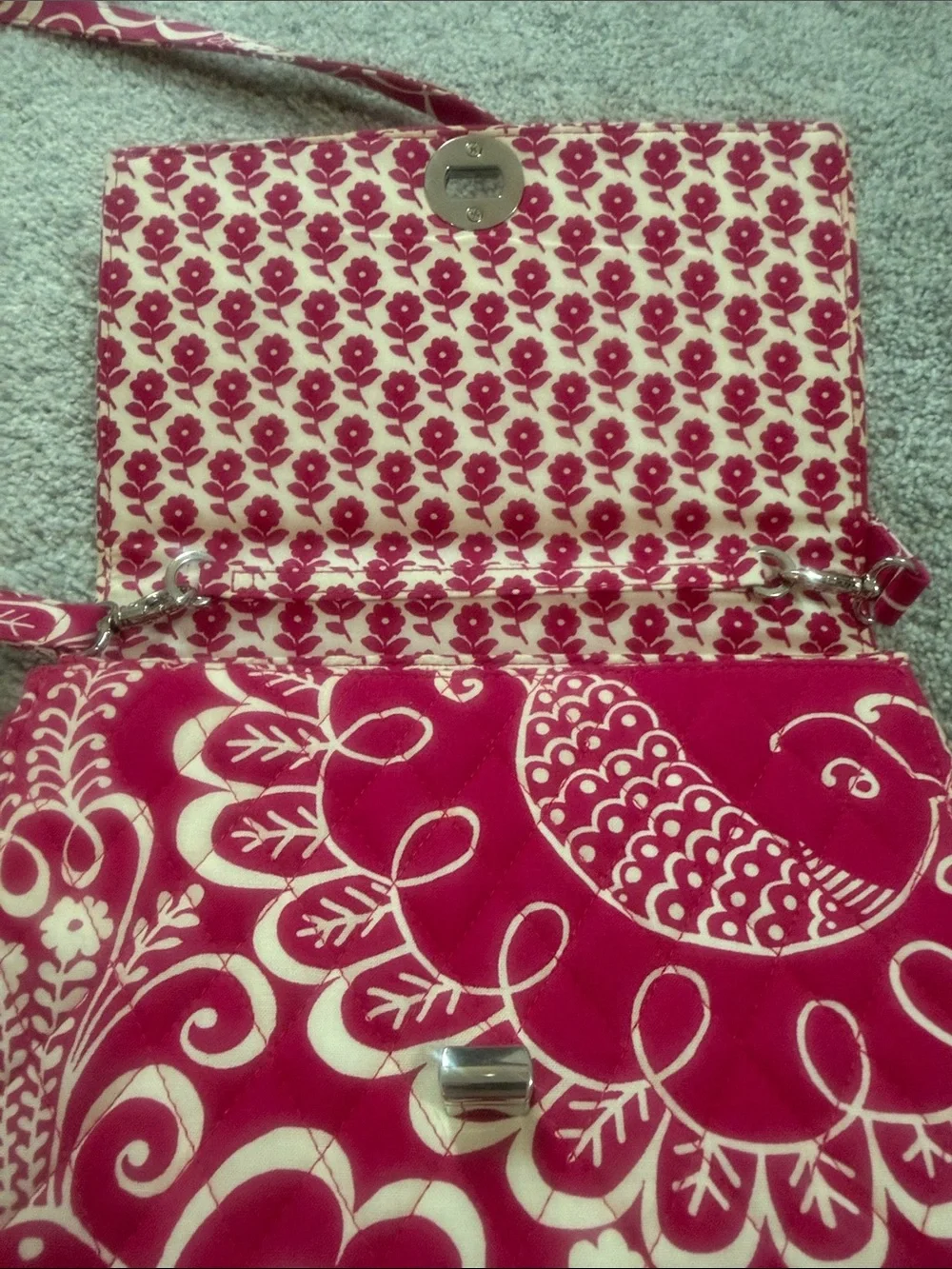 Vera Bradley Pink and Cream Crossbody Shoulder Bag